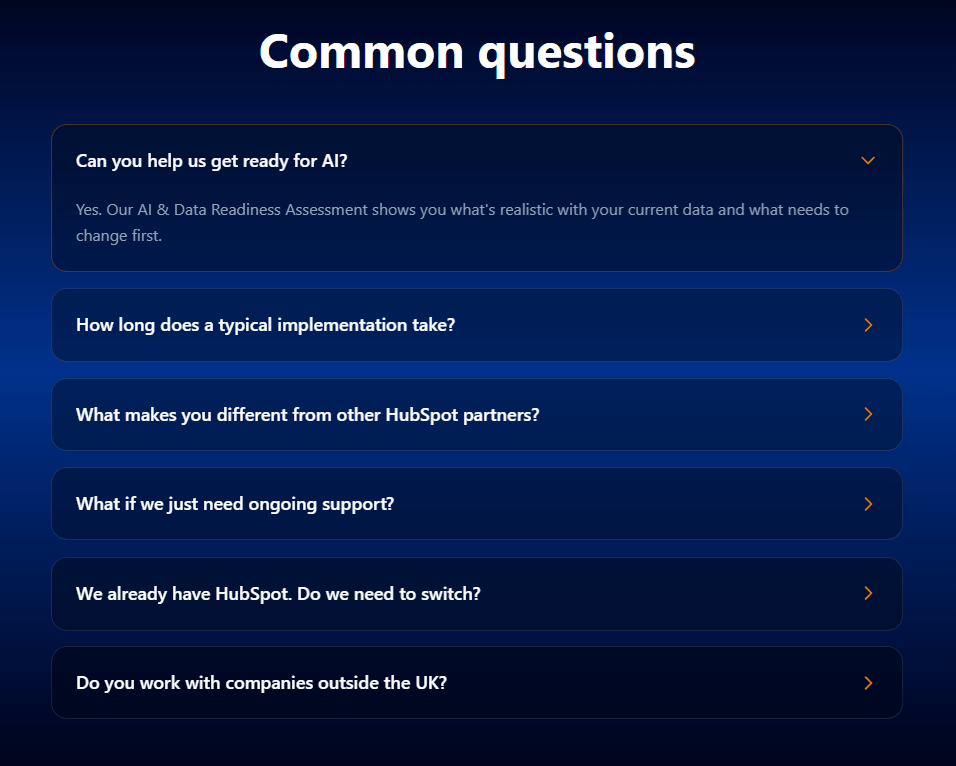 FAQ section example updated