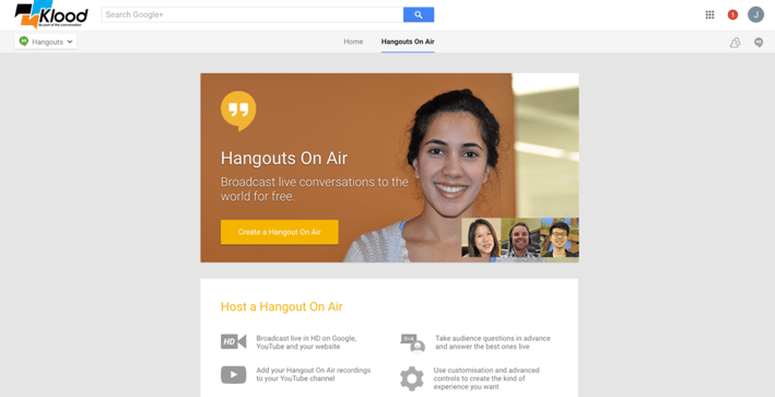 Google Hangouts main screen
