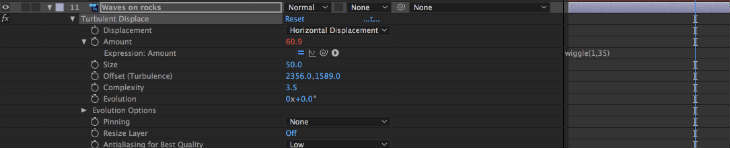 A screenshot of video editing software After Effects