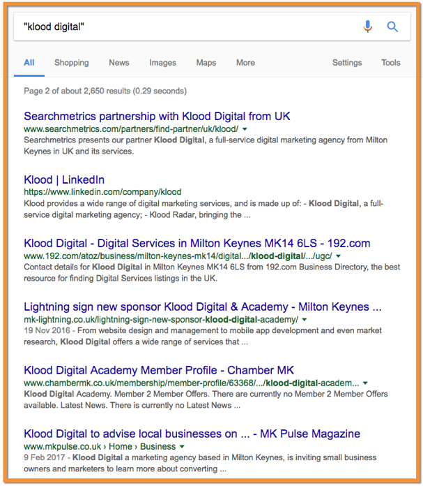 Search results for a branded term