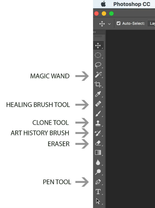 Highlighted tools in PhotoShop