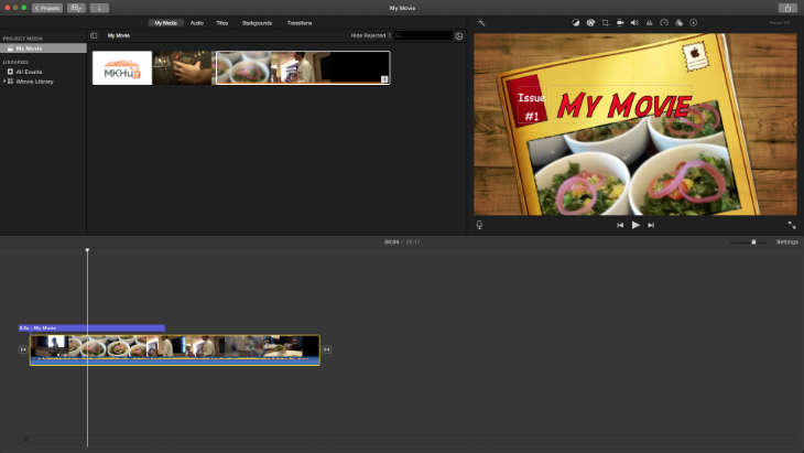 A screenshot of iMovie free video editing software