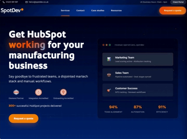 Personalisation for manufacturing business