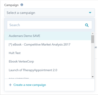 Select a campaign box in HubSpot