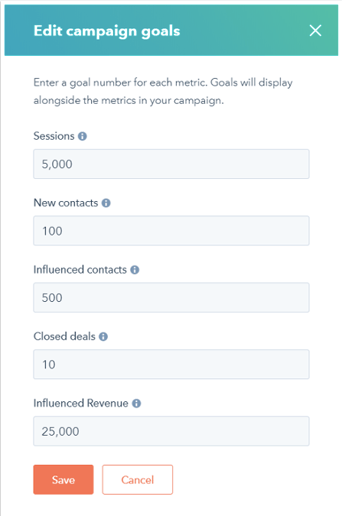 Edit campaign goals in HubSpot