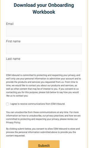 Landing page form example 