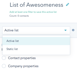 Active static HubSpot lists