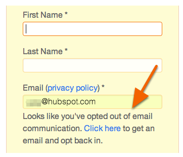 form opt-in resubscription error message