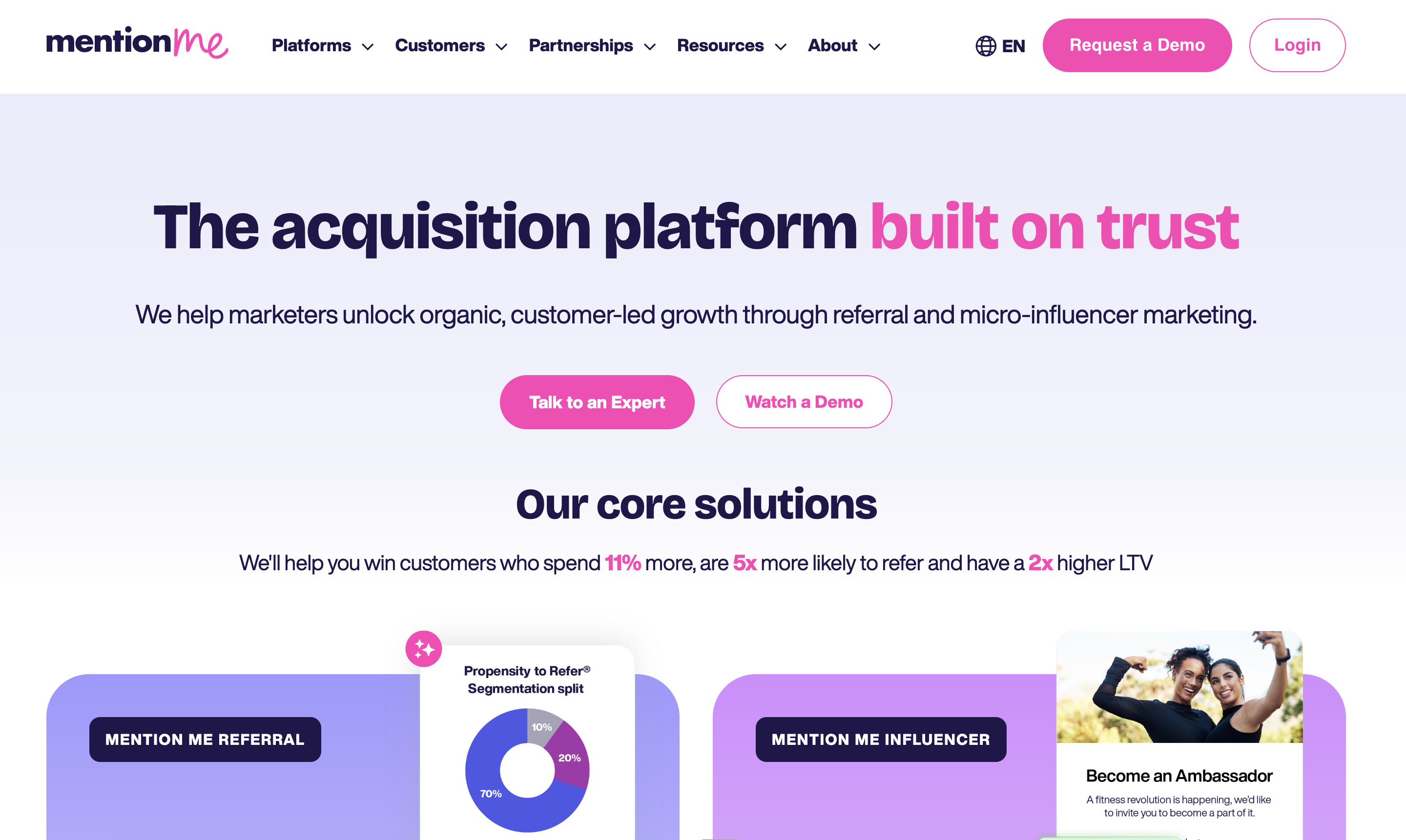 Mention Me website showcase